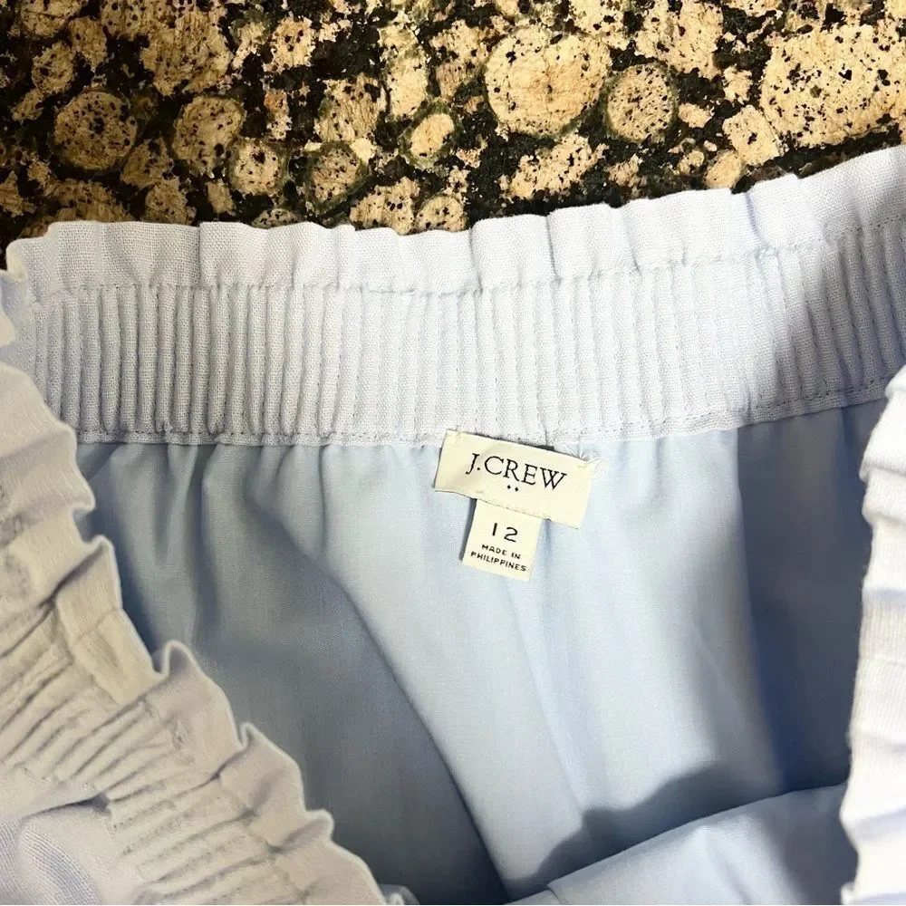 J. Crew Womens Linen Blend A-Line Skirt Pockets Size 12 Blue Stretch
